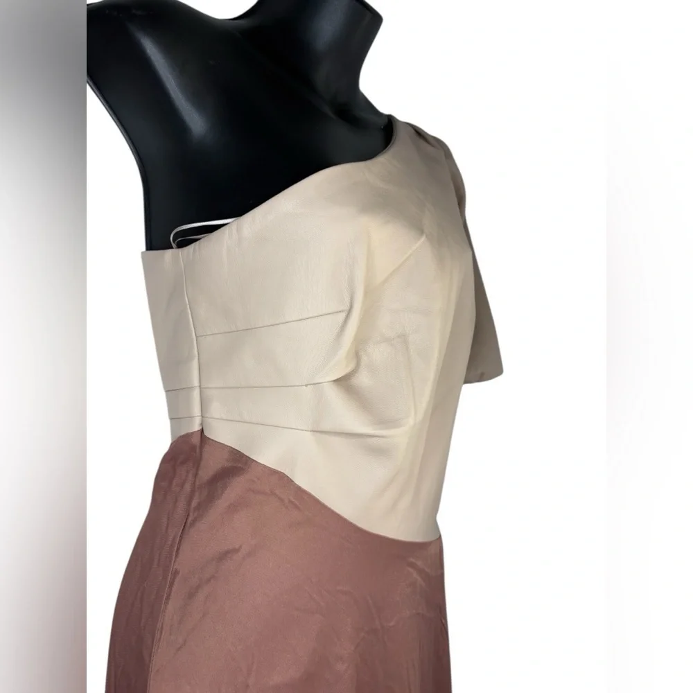 NWT Anthropologie Faux Leather One-Shoulder Asymmetrical Midi Dress size 2 - Picture 10 of 16
